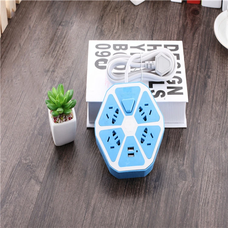

USB Power Multi Plugs 4 Power Strip Sockets+2USB Outlets Overload Protection Extension Lead Adapter 1.5M Cable USB Socket