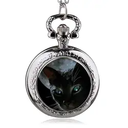 Новые модные кварцевые карманные часы с большим рисунком кота и Луны с брелоком и цепочкой для мужчин и женщин лучший подарок HB952-22