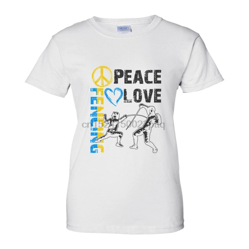 Peace Love фехтование футболка хлопок дизайн футболки Ретро Модная Женская одежда