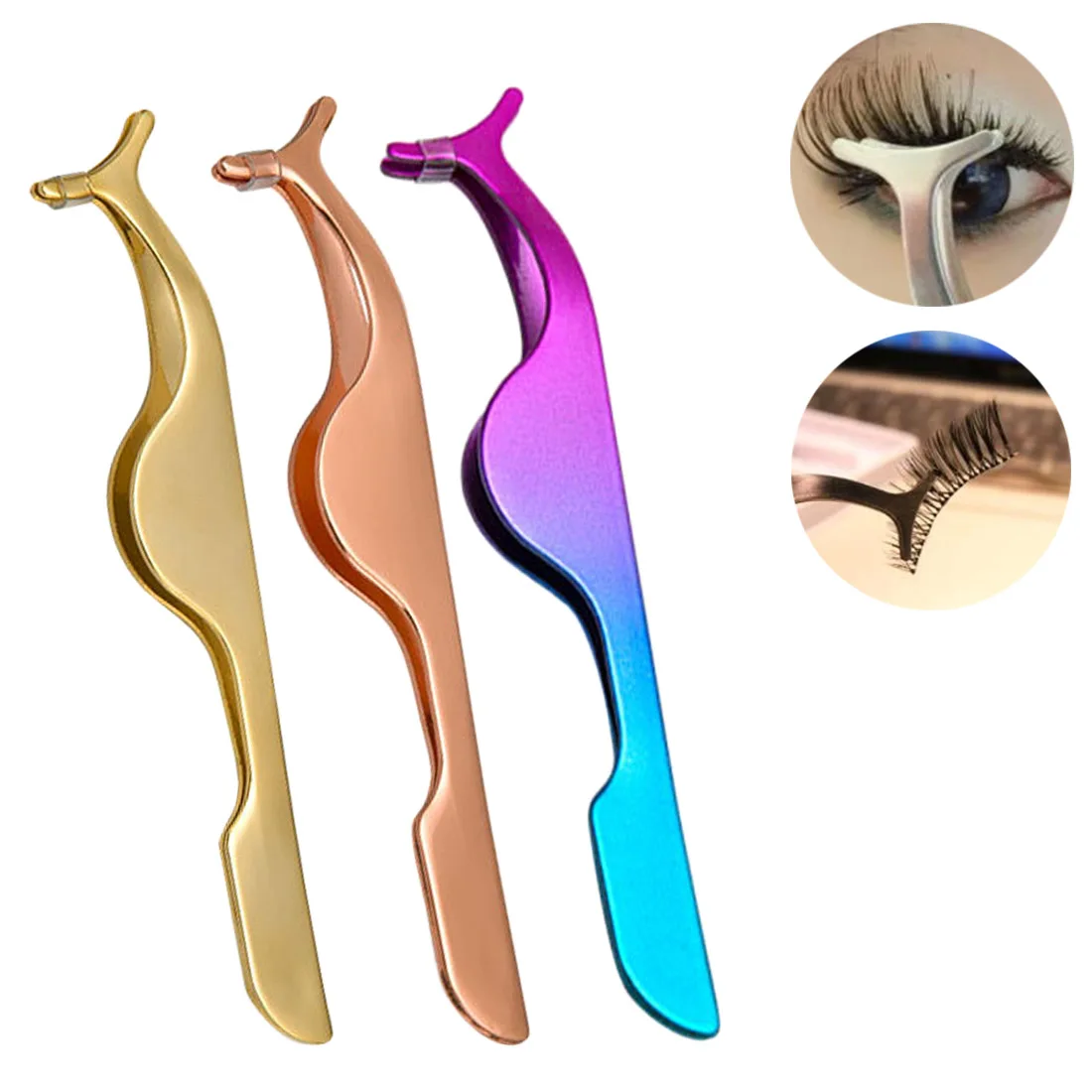 

Fake Eye Lash Applicator False Eyelash Tweezers Eyelash Extension Curler Nipper Auxiliary Clip Clamp Makeup Forceps Tools