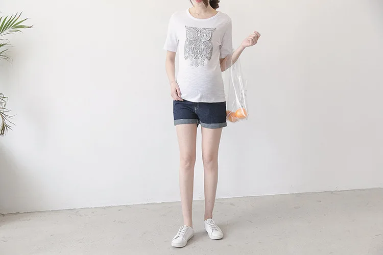 Verão de Moda de Maternidade Calças de Ganga para Mulheres Fdfklak Tamanho Grande 2020 Roupas Curtas Grávidas Gravidez Azul Profundo F271 l xl Xxl 11 High Quality Mamãe e Bebê