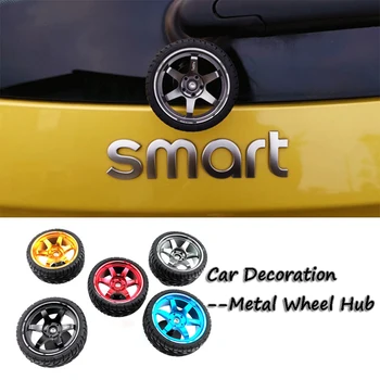 

5 Color Funny Car stickers Instagram Metal Wheel Hub Car Ornament Auto Accessories for smart 450 451 Smart 453 Fortwo Forfour