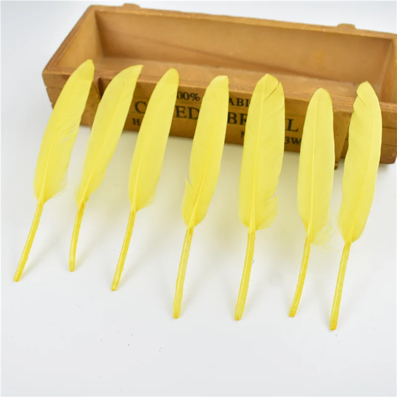 Золото окунутые черные утиные перья гусиные перья для поделок 10-15 см/4-6 дюймов натуральный фазан перо для самостоятельного изготовления ювелирных изделий Декор - Цвет: Yellow