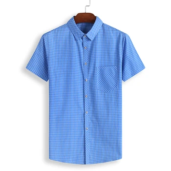 

Summer Men Plaid Shirt Blue & Black Shirt Men Asian Size XL - 7XL shirts