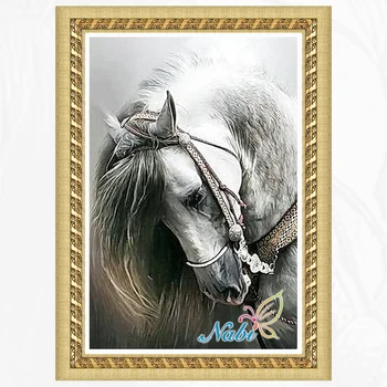 

animals horse crystals dmc beadwork 0052R - Round Diamond embroidery cross stitch diamond mosaic painting