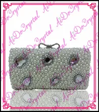 Aidocrystal glitter white diamonds ladies clutch bag and matching slip-on high heeled shoes for party