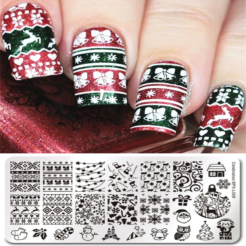 

BORN PRETTY Christmas Rectangle Nail Stamping Template 12*6cm Nail Art Image Plate Celebration BPX-L008