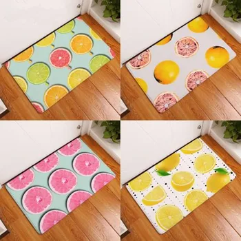 

40*60cm flannel light thin mats delicious lemon pattern waelcome home doormats for entrance door large water absorption