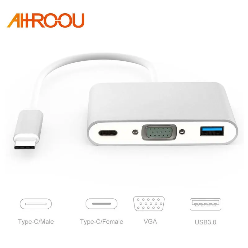 

New USB 3.1 Type C USB-C to VGA Female Adapter Cable type C to HDMI USB For New Macbook 12 inch Chromebook Pixel Lumia 950XL