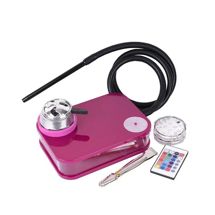 

New Arrival Red/black/rose color Hookah Set square shape colorful Hookah factory Russian Shisha LED hookah Drop Shipping