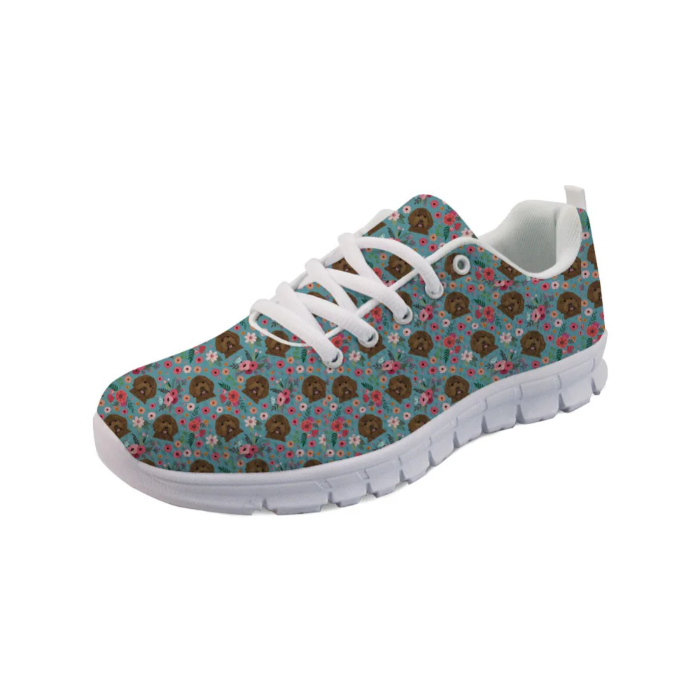 

ThiKin Flatform Sneakers Fashion Women Shoes Flower Labradoodle Dog Casual Lace Up Flats Breathable Ladies Walking Shoes
