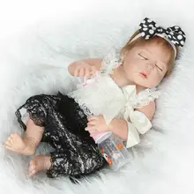 22″ Realistic Baby Reborn Full Body ANATOMICALLY CORRECT Vinyl Sleeping Girl Doll with Cute Baby Dress of Christmas Gifts
