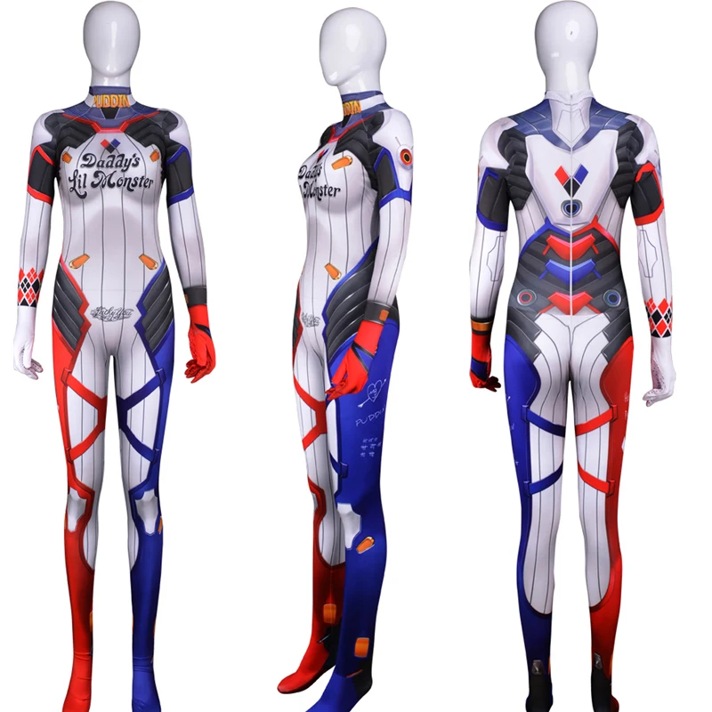 

Suicide Squad D.VA Skin woman Cosplay Costume Zentai Bodysuit Suit Halloween Jumpsuit Custom Made