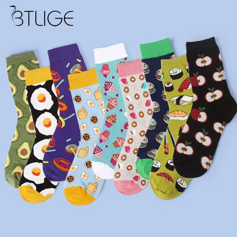Women Cute Fruit Food Socks Coffee Avocado Apple Cherry Hamburger Egg Donuts Crew Sock Women Cotton Socks For Female Girl Women Cute Fruit Food Socks Coffee Avocado Apple Cherry Hamburger Egg Donuts Crew Sock Women Cotton Socks For Female Girl