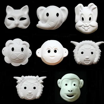 

Fun Unpainted White Paper Various Animal Masquerade Masks for Kid Women Men DIY Party Mask
