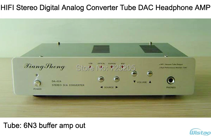 HIFI Tube Digital Analog Converter DAC Headphone Amplifier 6N3 Support BNC Coaxial Fiber Optic AMP Audio USB Black Silver Panel