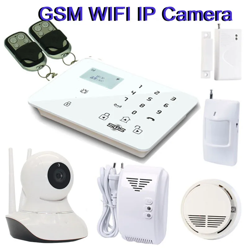 

2016 Hot 720P HD GSM/3G Camera WiFi Camera IP Wireless Security Camera System With GSM Alarm System K9 Gas Leak Detector W12C