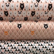 160 см* 50 см хлопок мультфильм оранжевый Лес Дерево медведь панда черный коричневый Геометрическая ткань для DIY детское постельное белье лист украшение для одежды