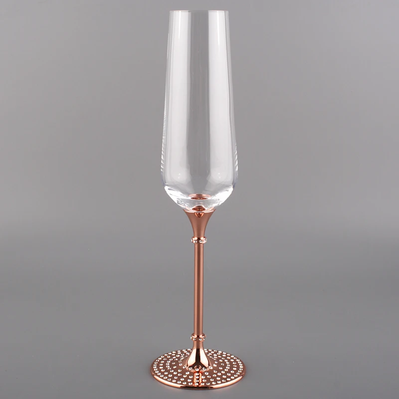 toasting wine glasses set crystal 200ml drinking wine glass with rose gold metal stem champagne flute gifts champagne glasses