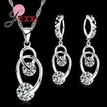 Новинка, хорошее качество, комплекты ювелирных изделий, 925 пробы, серебряные ювелирные изделия, кубический CZ кулон, ожерелье, серьги, наборы для помолвки