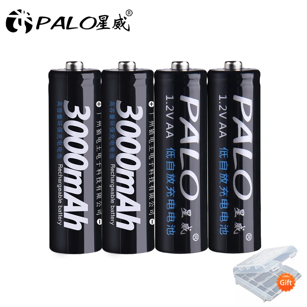 PALO 8 шт. оригинальные 1,2 V AA батареи 3000mAh Ni-MH 2a 2A AA перезаряжаемая батарея для камеры игрушечного фонарика