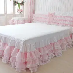 Новая мечта Романтический торт Слои падение покрывало Свадебные украшения постельные принцесса Спальня Простыней кружева пряжи юбка