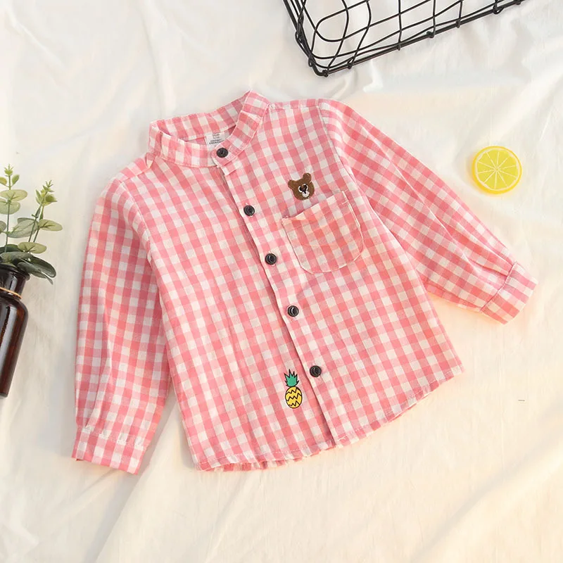 Doayni/Детские рубашки в клетку; блузки с длинными рукавами для маленьких девочек и мальчиков; цвет белый, розовый, черный, желтый, оранжевый; одежда