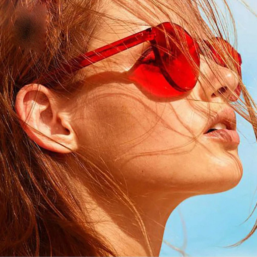 

Transparent Candy Colors Cat Eye Sunglasses Women Men Luxury Designer Clear Frameless Sun Glasses Oculos de sol