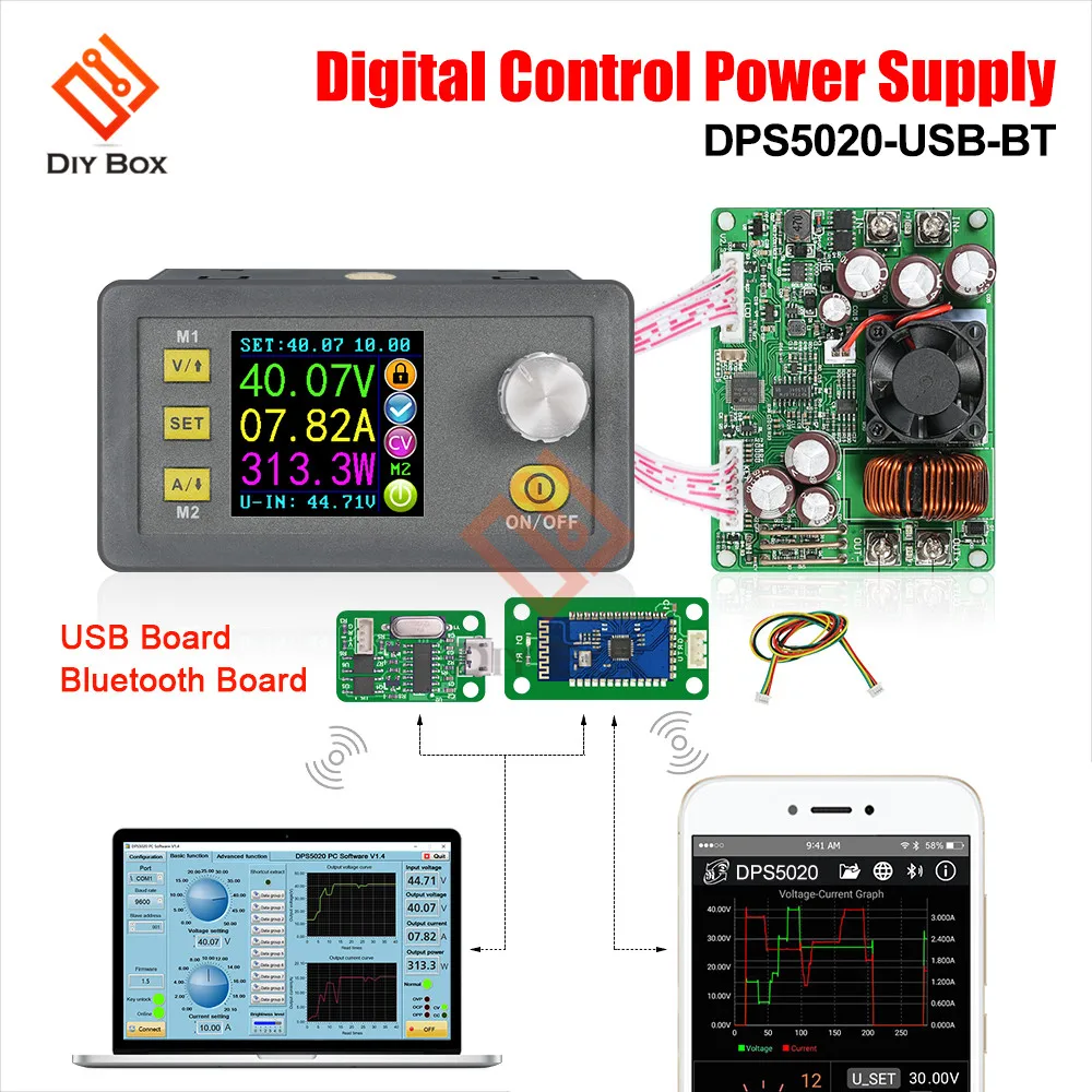 

DPS5020 LCD Voltmeter 50V 20A Current Voltage tester Step-down Programmable Power Supply module Regulator Converter