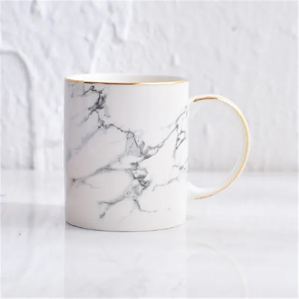 Роскошная белая мраморная керамика кружки позолота пара подарок любовника утренние кружки молоко чай кофе завтраки элегантная оригинальная бутылка - Цвет: 2