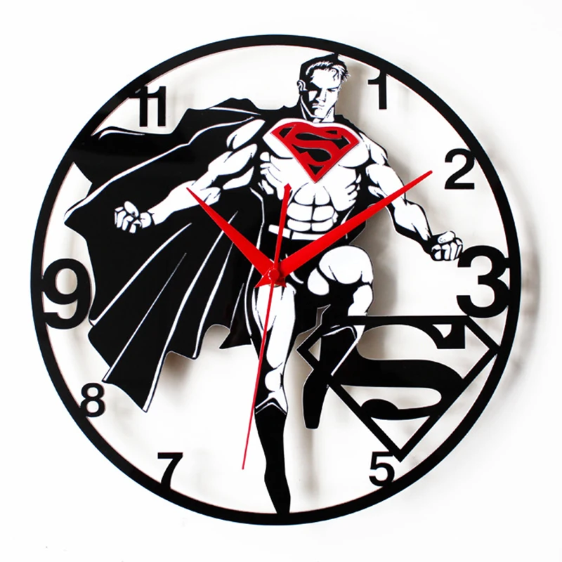 

New Design Printed Vinyl Wall Clock Superhero Modern Design Movie 3D Decoration Hanging Vinyl CD Record Clocks