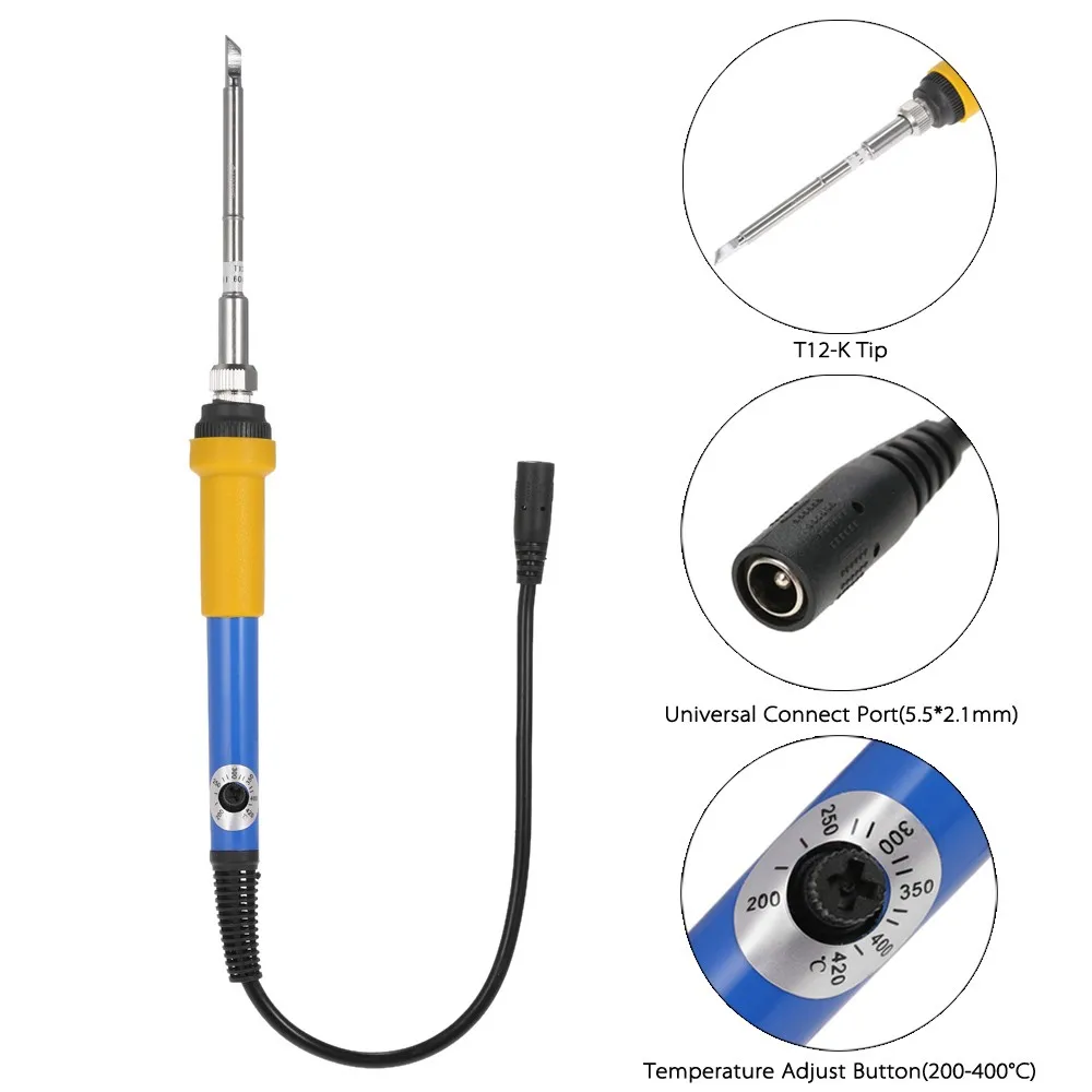 T12 DC 12-24 В 75 Вт мини Регулируемый Температура 200-400C Электрический паяльник инструмент с T12-K Совет