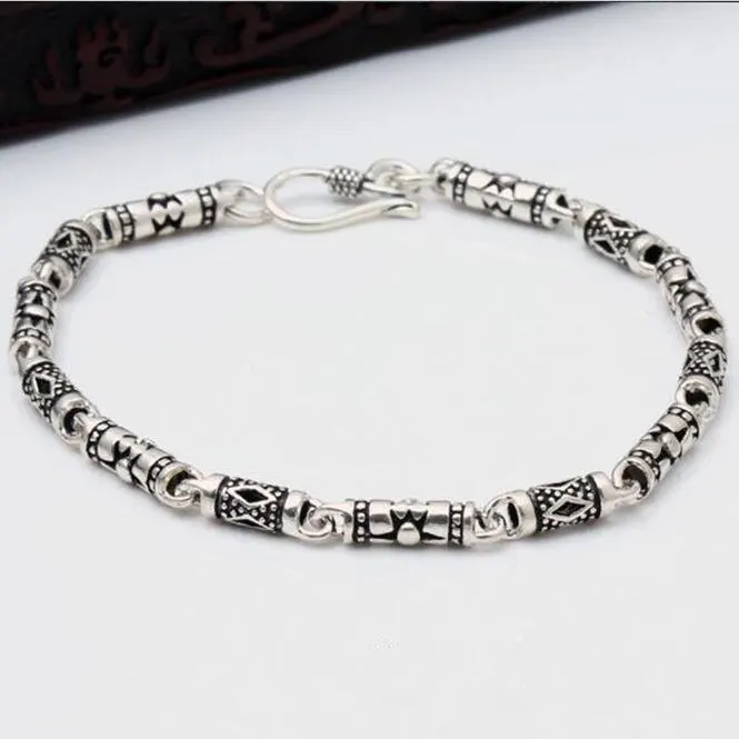 

Solid 925 Sterling Silver Bracelet Men Women Vintage Simple Style Black Antique Silver 925 Thin Chain Bracelet Mens Jewelry Gift