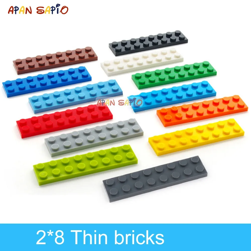 40pcs DIY Building Blocks Thin Figures Bricks 2x8 Dots 13Color Educational Creative Size Compatible With 3034 Toys for Children 10pcs diy building blocks thin figures bricks 6x8 dots 12color educational creative size compatible with 3036 toys for children