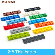 40 adet DIY yapı taşları ince rakamlar tuğla 2x8 nokta 13 renk eğitim yaratıcı boyutu lego ile uyumlu oyuncaklar çocuklar için