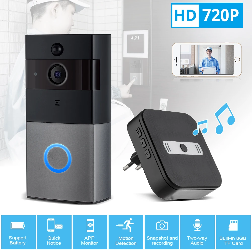 Беспроводной дверной звонок Kerui ZC10001 EU/US/UK вилка для WiFi видео звонок|eu us|plug usus eu |