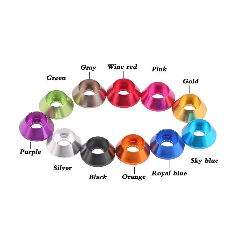 

10Pcs M2 M2.5 M3 M4 Aluminum Alloy Cup Head Hex Screw Gasket Multicolor Cylindrical Head Gasket Washer