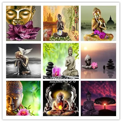 Diamond Painting Buddha Lotus heart statue Mosaic Embroidery Religion Picture of Rhinestones Pattern | Дом и сад