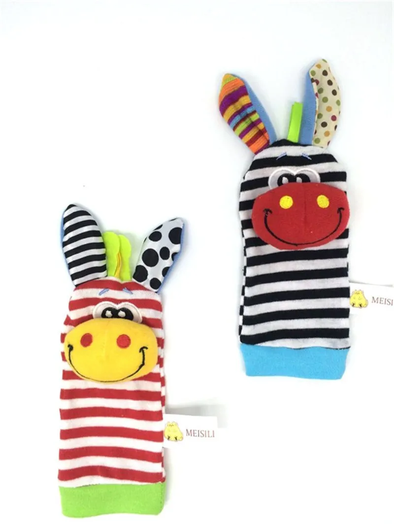 Baby Socks Rattle Toys New Garden Bug Wrist Rattle Foot Socks Multicolor 2pcs Waist+2pcs Socks=4pcs/lot Meias Free Shipping