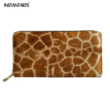 

INSTANTARTS 3D Simulation Animal Fur Print Girl Long Purse PU Leather Big Capacity Hidden Pocket Zipped Clutch Cash Coin Wallet