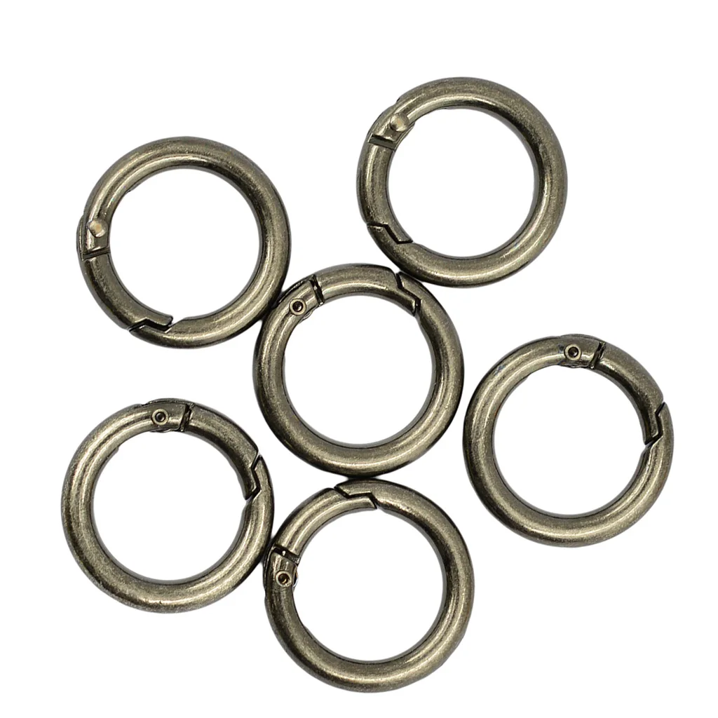 6pcs High Quality Round Carabiner Spring Snap Clip Hook Keychain Keyring Small Dog Leashes Hanging Crafts