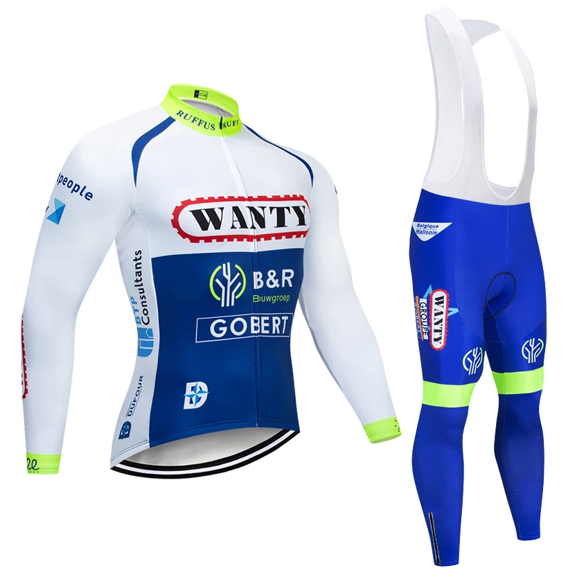 Winter TEAM 2019 WANTY thermal fleece Cycling JERSEY Bike Pants set mens 9D pads Ropa Ciclismo