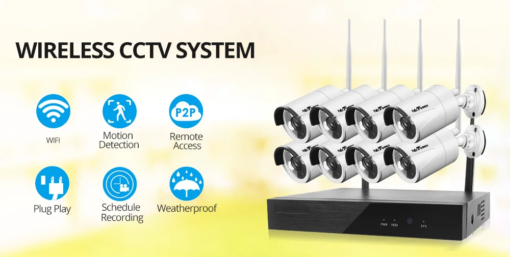 Weтранс камера видеонаблюдения системы безопасности беспроводной NVR комплект 1080P 8CH домашний HDD wifi видеонаблюдение Открытый IP камера комплект водонепроницаемый