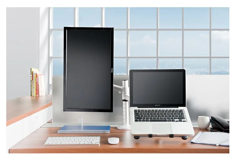 Держатель для ноутбука из алюминиевого сплава для ноутбука 10-15 дюймов+ монитор в пределах 27 дюймов Двойная Рукоятка универсальные вращающиеся подставки OA-7X
