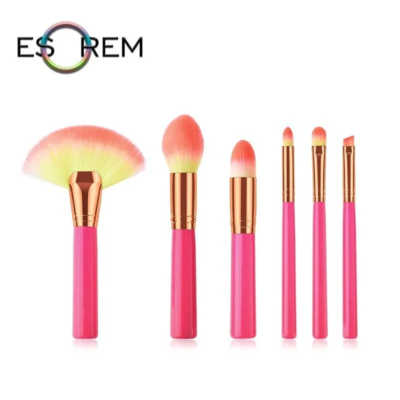

ESOREM 6pcs Roseo Make Up Brush Gradient Hair Makeup Brushes Set Professional Small Contour Tapered Highlight Brochas Maquillaje