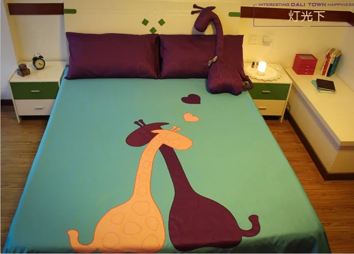 

Giraffe Comforter Bedding sets queen size king bed in a bag sheets patch bedspread duvet cover quilt doona bedset green purple