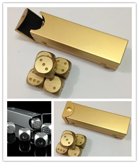 

50sets Aluminium alloy Portable Drinking game gold Dice Entertainment Toy Gambling Dice Fun Board Game Solid Dominoes poker Dice
