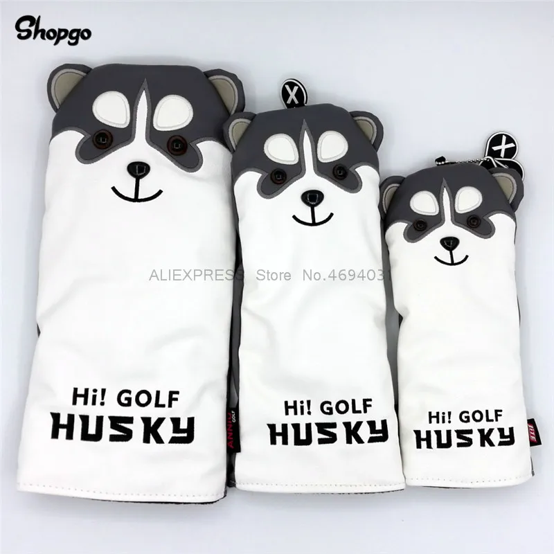 

Cute Golf Club Headcover Husky Golf Driver Fairway Woods Hybrid Putter Covers Complete Set Mascot Novelty Gift