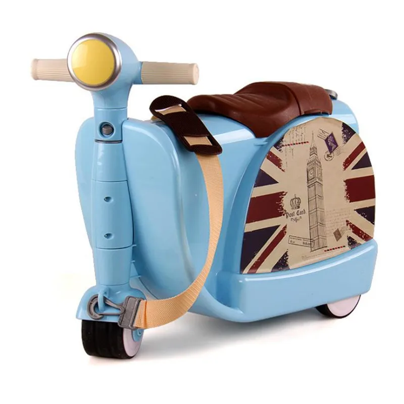 New Trolley Suitcases Travel Bag Suitable For Student Girl Boy Baby Ride Trunk Cartoon Cute Children Motorcycle Luggage dxl1006 new fashion style cute toy motorcycle shape kids children rolling luggage boy and girl trunk trolley case travel box suitcase