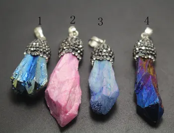 

2 pcs Columns Raw Quartz Crystal Pendants,Irregular Shape Crystal Quartz Connector,Jewelry Pendents